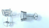 1ct Princess Cut Diamond Solitaire Stud Women Earrings 14k White Gold Finish