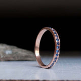 2ct Wedding Ring Band Round Cut Blue Sapphire Full Eternity 14k Rose Gold Finish