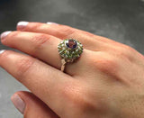 2.8ct Engagement Ring Round Cut Purple Amethyst Cluster Halo 14k White Gold Over