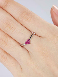 0.5ct Princess Pink Ruby Curved Minimalist Engagement Ring 14k White Gold Finish