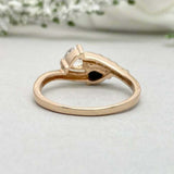 1.6ct Engagement Ring Heart Cut Black Diamond Bypass Design 14k Yellow Gold Over