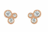 1ct Stud Earrings Round Cut Diamond Bezel Set Trilogy 14k Rose Gold Finish