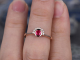 0.4ct Round Cut Pink Ruby Engagement Ring Princess Crown 14k Rose Gold Finish