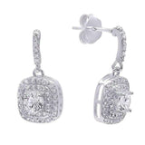 5Ct Round Cut Diamond Double Halo Drop Earrings for Women 14K White Gold Finish