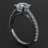 Solitaire with Accent Engagement Ring 1.5ct Round Cut Diamond 10k WhiteGold Over