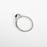 0.35ct Round Cut Green Emerald Solitaire Round Accent Ring 14k White Gold Finish