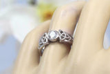 0.5ct Round Cut Diamond Engagement Ring Celtic Trinity Knot 14k WhiteGold Finish