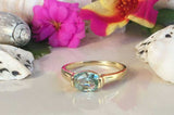 1.1ct Engagement Ring Oval Cut Blue Aquamarine Solitaire 14k Yellow Gold Finish