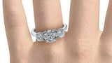 1.5ct Round Cut Diamond Three Stone Style Engagement Ring 14k WY Gold Finish