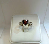 1.2ct Engagement Ring Heart Cut Red Garnet Solitaire 14k White Gold Finish