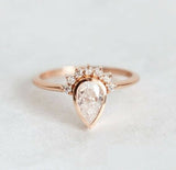 1.2ct Pear Cut VVS1D Diamond Engagement Ring 14k Rose Gold Finish Stackable