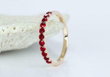 1.2ct Round Cut Pink Ruby Wedding Band Ring Half Eternity 14k Yellow Gold Finish