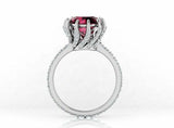 2ct Round Cut Red Garnet Claw Prongs Solitaire Accent Ring 14k White Gold Finish