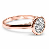 1.8ct Round Cut Diamond Engagement Ring Bezel Set Solitaire 14k Rose Gold Finish