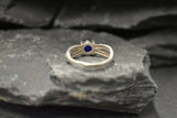 1.5ct Engagement Ring Round Cut Blue Sapphire Split Shank 14k White Gold Finish