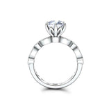 Milgrain Solitaire with Accents Ring 1.5ct Round Cut Diamond 14k White Gold Over