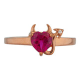 1ct Engagement Ring Heart Cut Pink Ruby Devil Solitaire 14k Rose Gold Finish