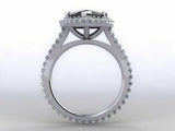 1.6ct Pear Cut Black Diamond Accents Halo Engagement Ring 14k White Gold Finish