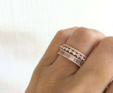 5Ct Baguette Cut Diamond Trio Set Eternity Wedding Bands 14K Rose Gold Finish