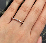 Minimalist Wedding Ring Band 1.2ct Baguette Cut Diamond 14k Rose Gold Finish