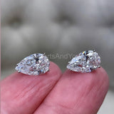 1.2ct Pear Cut Simulated Diamond Solitaire Stud Earrings 14k White Gold Plated