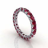 3.5ct Round Cut Pink Ruby Wedding Band Iced Full Eternity 14k White Gold Finish