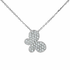 2ct Round Cut Diamond Pendant with Chain Butterfly Desgin 14k White Gold Finish