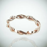 2Ct Round Cut Diamond Twisted Rope Infinity Wedding Band 14k Rose Gold Finish