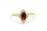 1.5ct Oval Cut Pink Ruby Diamond Halo Engagement Ring 14k Yellow Gold Finish