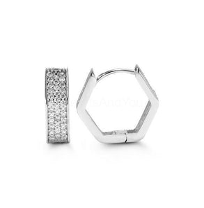 0.9ct Round Cut Moissanite Cluster Hoop Huggies Earrings 14k White Gold Plated