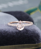 2ct Pear Cut Simulated Peach Morganite Minimal Engagement Ring 14k Gold Plated