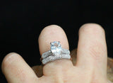 4ct Oval Cut Diamond Bridal Set Bamboo Style Engagement Ring 14k White Gold Over