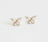 1ct Marquise Cut VVS1 Diamond Butterfly Design Stud Earrings 14k RoseGold Finish