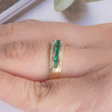 2.5ct Princess Cut Green Emerald Wedding Band Half Eternity 14k Yellow Gold Over