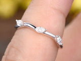 1.3ct Marquise Cut Diamond Wedding Band Leaf Stackable 14k White Gold Finish