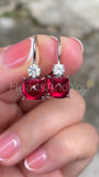 0.7ct Cushion Simulated Pink Ruby Leverback Drop Earrings 14k White Gold Plated