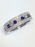 4Ct Round Cut Sapphire Diamond Filigree Wide Wedding Band 14K White Gold Finish