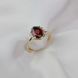 2.2ct Oval Cut Red Garnet Engagement Ring Petite Solitaire 14k YellowGold Finish