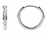 0.25ct Round Cut Diamond Channel Set Hoop Earrings Women 14k White Gold Finish