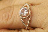 0.6ct Round Cut Diamond Engagement Ring 14k Rose Gold Finish Split Shank Beaded