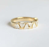 2.1ct Trillion Cut Diamond Wedding Band 14k Yellow Gold Finish Inverted Triangle