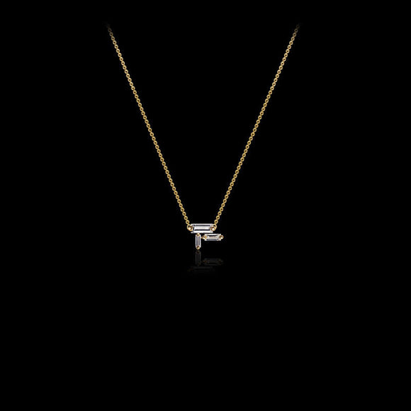 1ct Baguette Princess Diamond Minimalist Pendant 14k Yellow Gold Over NO CHAIN