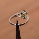 1ct Engagement Ring Oval Cut Peridot Heart Valentine Gift 14k White Gold Finish