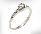 Floral Solitaire with Accents Ring 1.5ct Round Cut Diamond 14k White Gold Finish