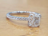 1.9ct Cushion Cut Diamond Accents Solitaire Engagement Ring 14k WhiteGold Finish