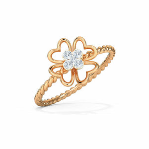 1.2ct Engagement Ring Round Cut Diamond Floral Minimalist 14k Rose Gold Finish