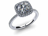 2.6ct Round Cut Diamond Halo Solitaire Engagement Ring 14k White Gold Finish