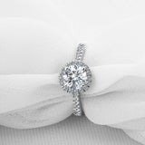 1.7ct Round Cut VVS1D Diamond Accents Halo Engagement Ring 14k White Gold Finish