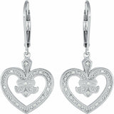 1ct Round Cut VVS1 Diamond Fleur-de-lis Drop Earring Women 14k White Gold Finish