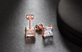 1.5ct Princess Cut Diamond 4 Prong Solitaire Stud Earrings 14k Rose Gold Finish